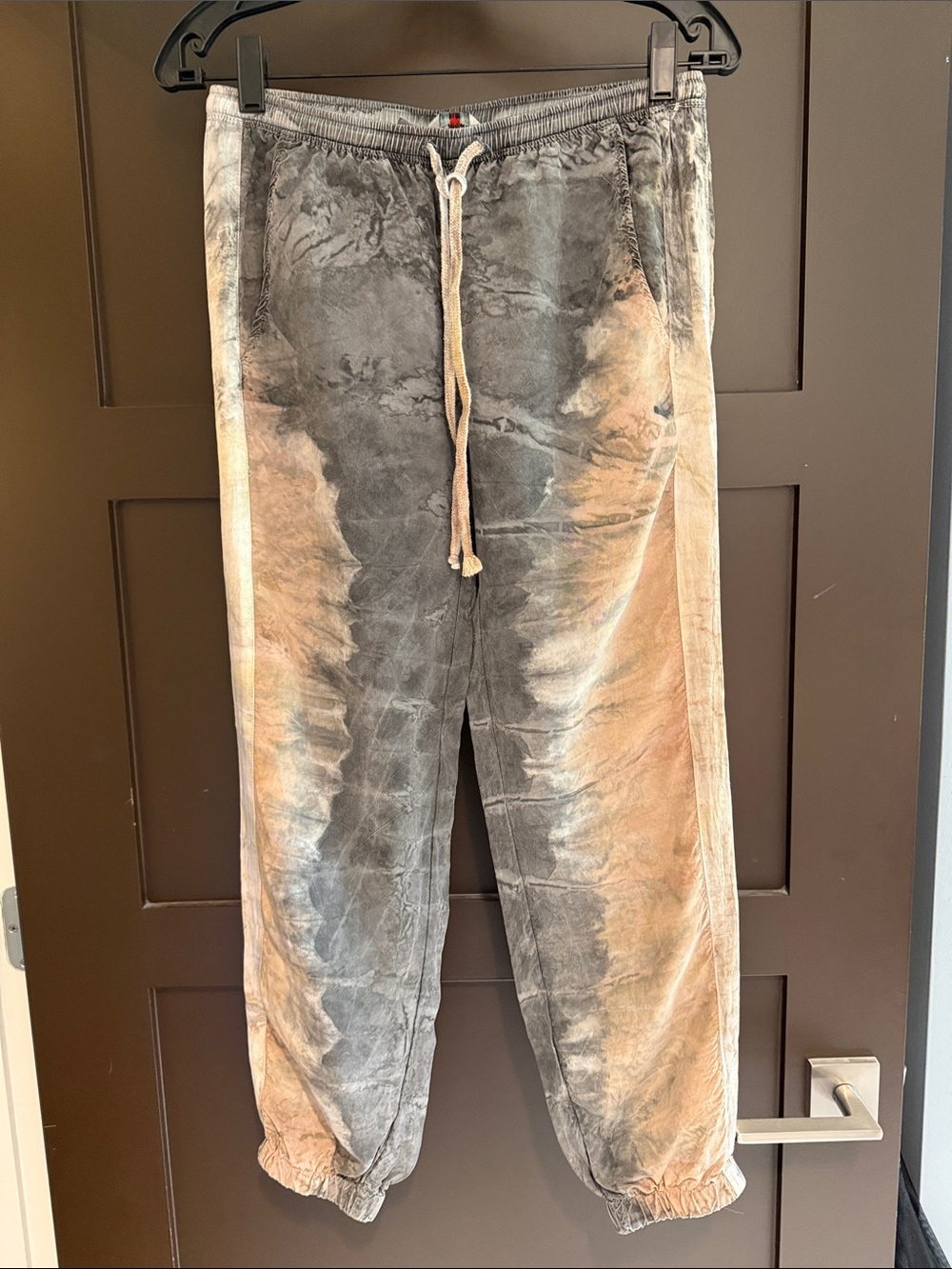 Hard Tail Gray and Tan Tie-Dye Track Joggers